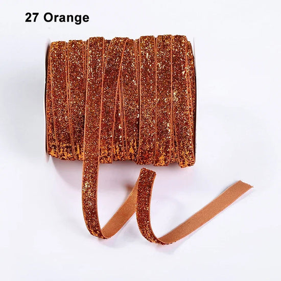 Nastro velluto glitter 10 mm – 50 metri multicolore per decorazioni, fai-da-te, confezioni regalo e artigianato