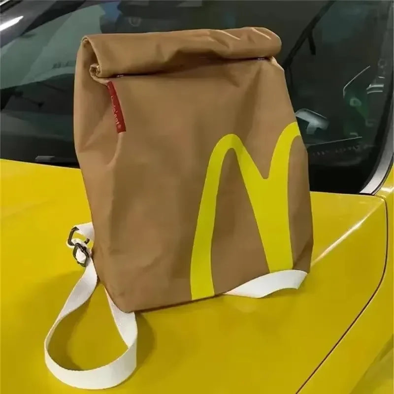 Zaino roll-top stile McDonald’s unisex – backpack casual per scuola e tempo libero, capiente e leggero