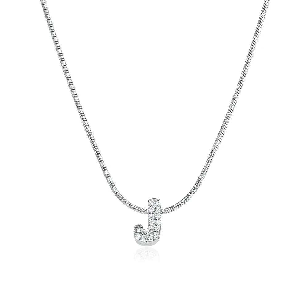 Collana iniziale personalizzabile A–Z con pavé di zirconi – acciaio, elegante