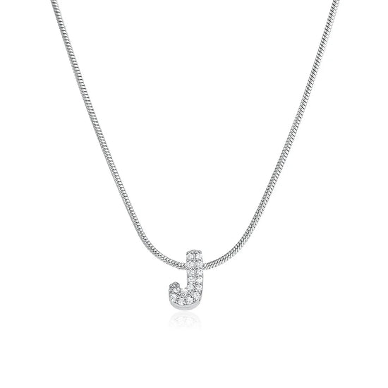 Collana iniziale personalizzabile A–Z con pavé di zirconi – acciaio, elegante