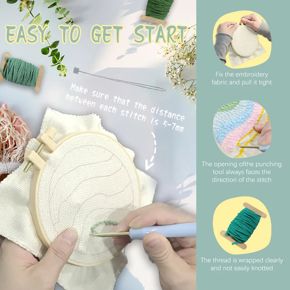 Kit Punch Needle Sottobicchieri Gatti – Set DIY Creativo per Principianti