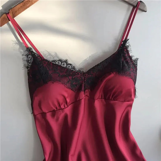 Pigiama donna sexy con pizzo | Completo due pezzi estivo in raso con pantaloncini | Pigiama elegante V-neck pizzo per dormire e sedurre