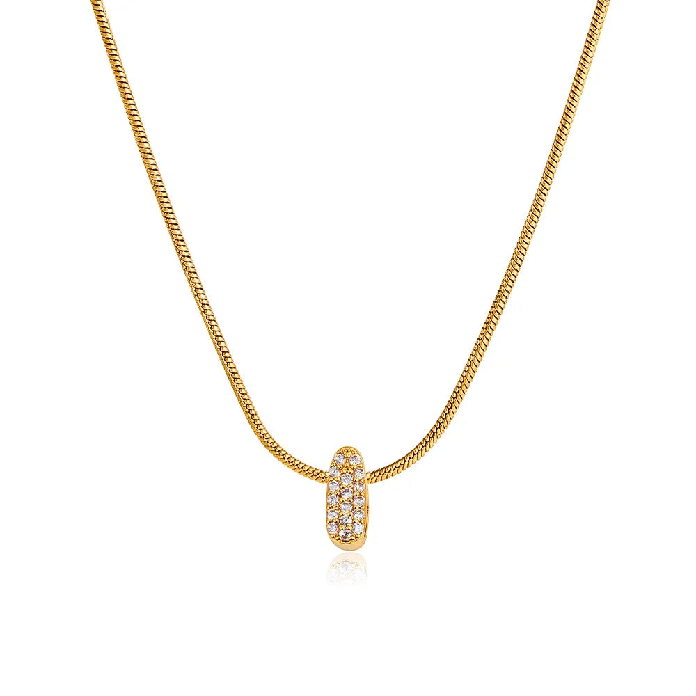 Collana iniziale personalizzabile A–Z con pavé di zirconi – acciaio, elegante