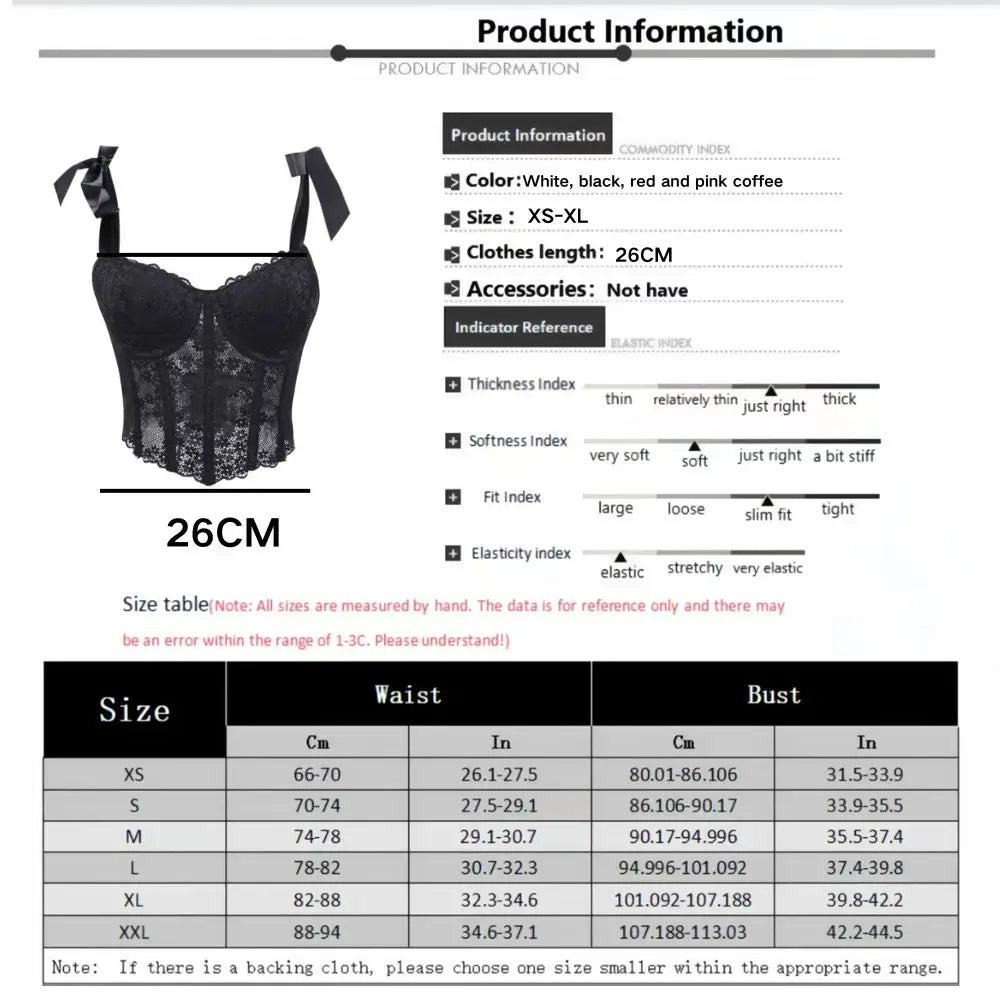 Corsetto Sexy in Pizzo Trasparente – Bustier Push Up Donna