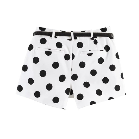 Shorts Donna a Pois Vita Alta – Pantaloncini Estivi Casual Chic
