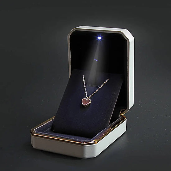 Scatola Portagioie LED in Velluto – Elegante Espositore per Anello o Collana per Proposta e Fidanzamento