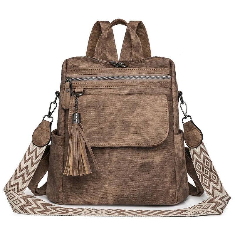 Zaino donna grande capacità in pelle simil-cuoio – daypack fashion da viaggio e scuola, backpack solid colour per ragazze