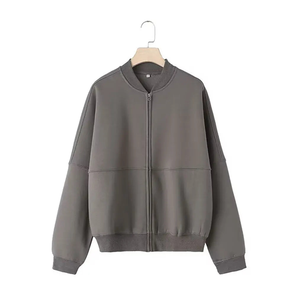 Completo donna autunnale con bomber corto e pantaloni palazzo vita alta – Outfit 2 pezzi