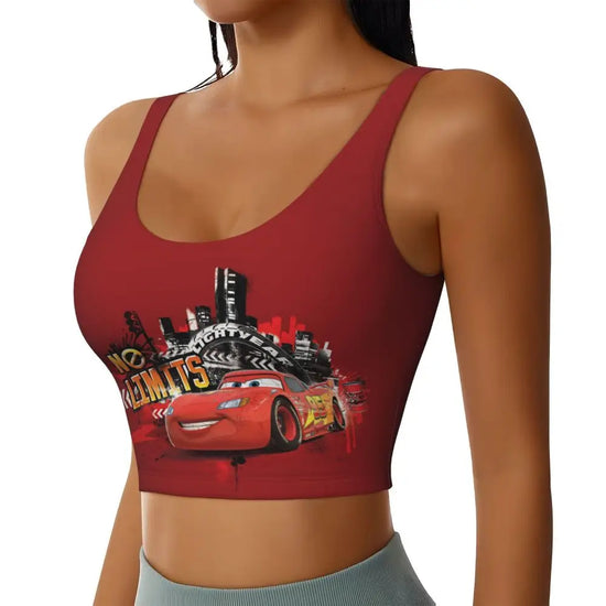 Maglia cars SaettaMcQueen Donna | Cartoon Fitness Crop Top Cars