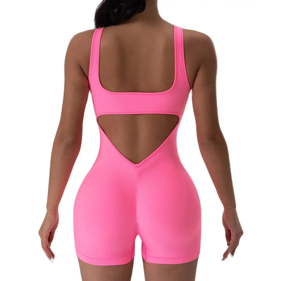 Jumpsuit sportiva donna 2025 – body seamless backless con scollo a U, elegante e funzionale