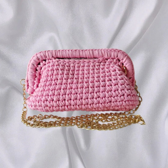 Borsa Clutch Donna Intrecciata a Spalla in Stile Crochet – Bag Elegante Fatta a Mano