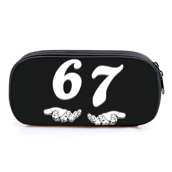 Hot Sales Colorful Number 67 Print Layered Pencil Case Quality 2D Flat Cartoon Pen Bag Best Gift for Boys/Girls School Supplies