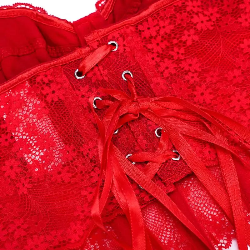 Corsetto Sexy in Pizzo Trasparente – Bustier Push Up Donna
