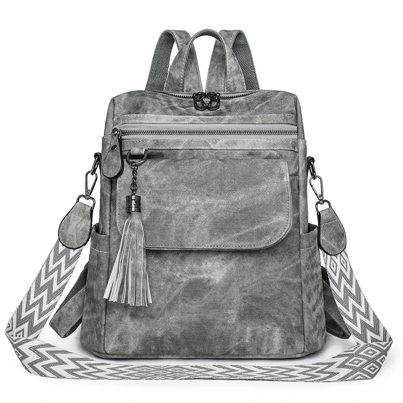 Zaino donna grande capacità in pelle simil-cuoio – daypack fashion da viaggio e scuola, backpack solid colour per ragazze