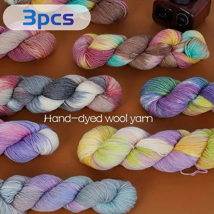 Set 3 × 100 g Lana Multicolore Sfumata – Filato Gradient per Maglieria e Uncinetto