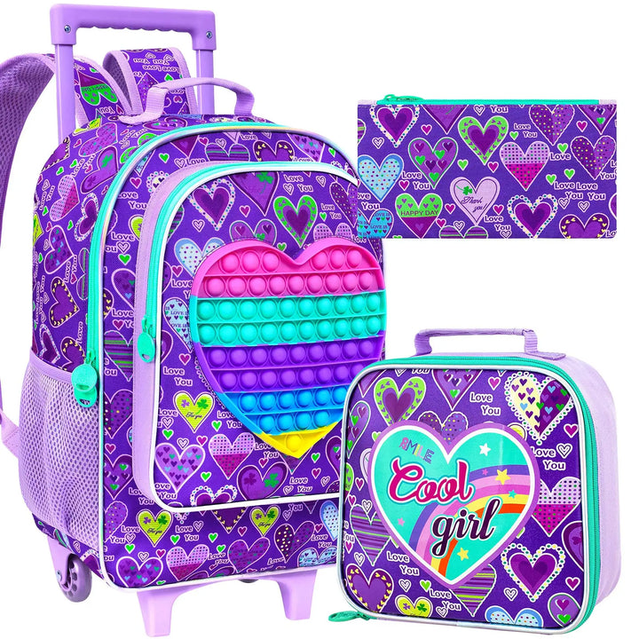 Zaino Trolley Bambina Elementari 3 Pezzi – Set Scuola con Porta Pranzo e Astuccio