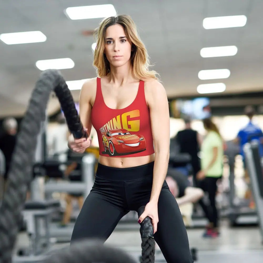 Maglia cars SaettaMcQueen Donna | Cartoon Fitness Crop Top Cars