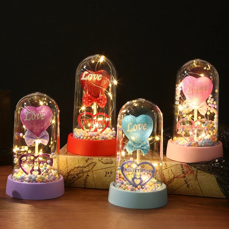 Rosa Eterna in Vetro con Luce – Fiore Romantico Regalo San Valentino