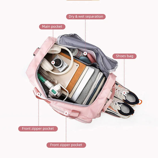 Borsa sportiva donna 2025 – duffel con doppio comparto asciutto/bagnato ideale per palestra, nuoto e viaggi