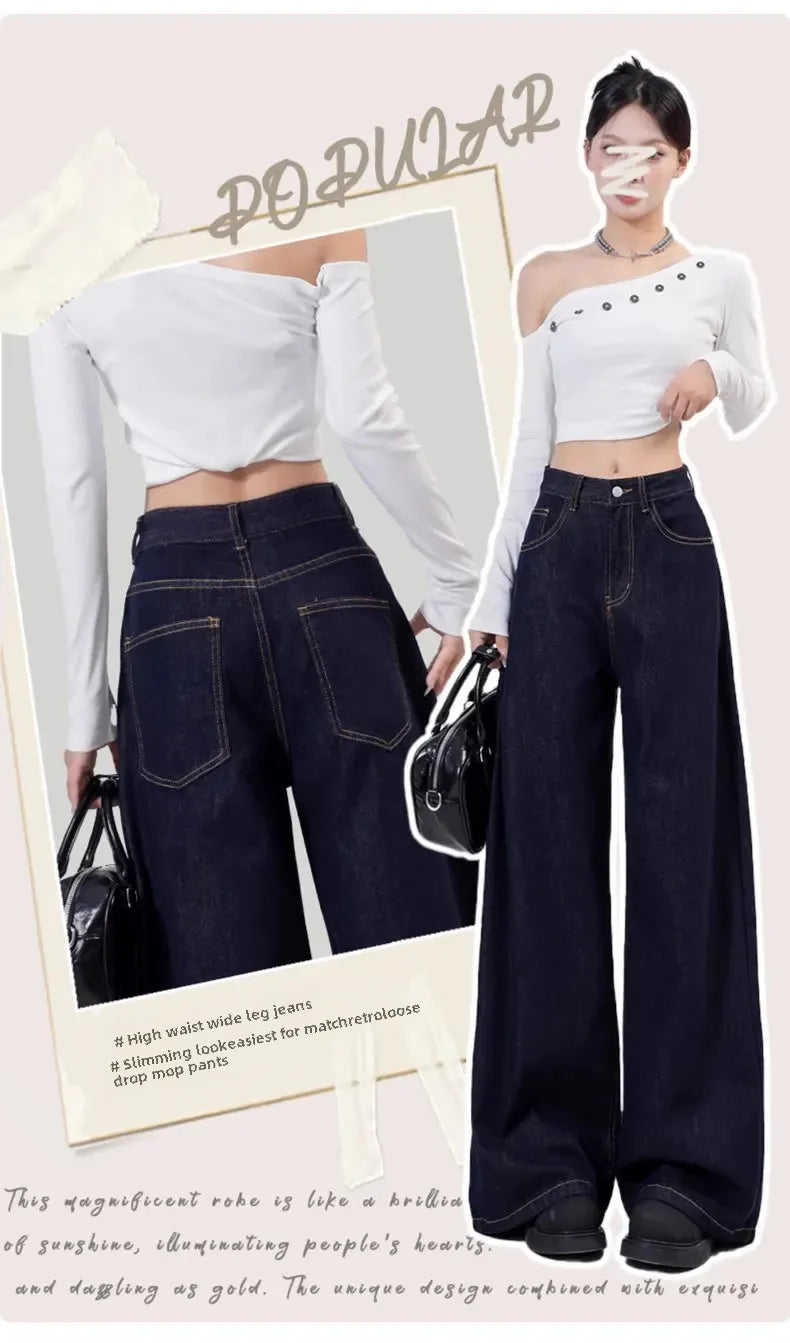 Jeans donna vita alta loose fit – Gamba dritta / wide-leg elegante per l’autunno / inverno