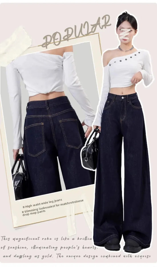 Jeans donna vita alta loose fit – Gamba dritta / wide-leg elegante per l’autunno / inverno