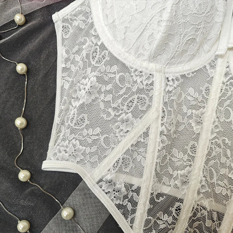 Top Corsetto in Pizzo Donna – Canotta Sexy Aderente