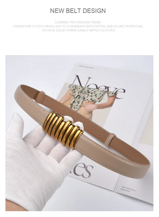 Cintura donna ecopelle vera 2025 – skinny knot belt in cowhide con fibbia gold, cintura regalo moda