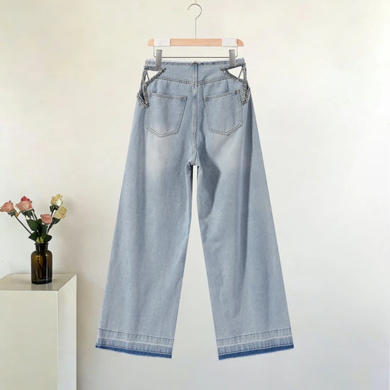 Jeans Wide Leg Donna Vita Alta Blu – Streetwear - dettaglio prodotto