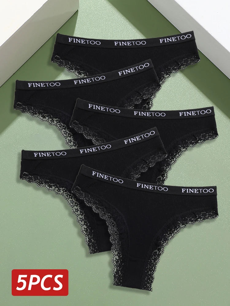 Set perizomi donna seamless in cotone + pizzo – vita bassa, T-back, soft comfort, taglie da M a 2XL