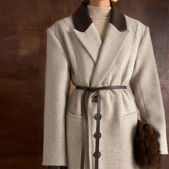 Cappotto Lungo Donna a Pois con Cintura - immagine 10