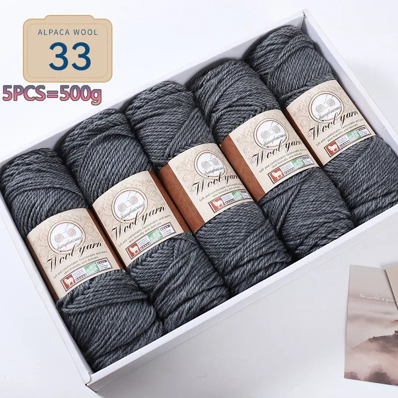 Set 5 gomitoli filato spesso alpaca 500 g – yarn grosso per maglioni, cappotti e crafting inverno