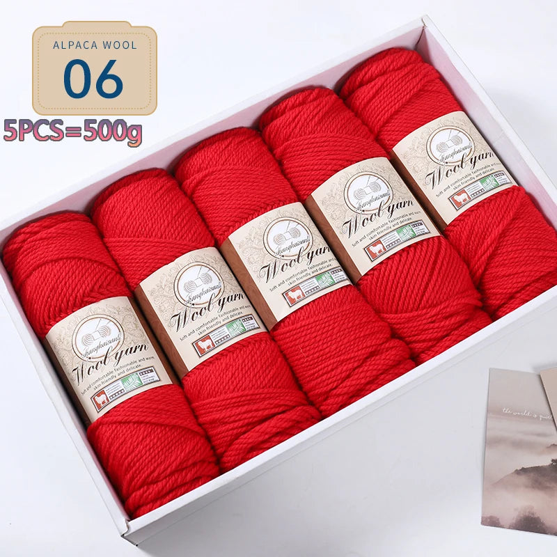 Set 5 gomitoli filato spesso alpaca 500 g – yarn grosso per maglioni, cappotti e crafting inverno
