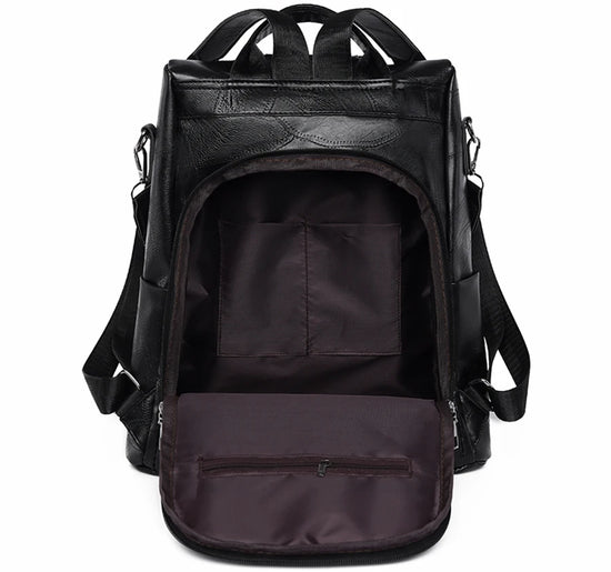 Zaino donna in pelle sintetica PU grande capacità – backpack anti-furto retrò per scuola, viaggio e uso quotidiano