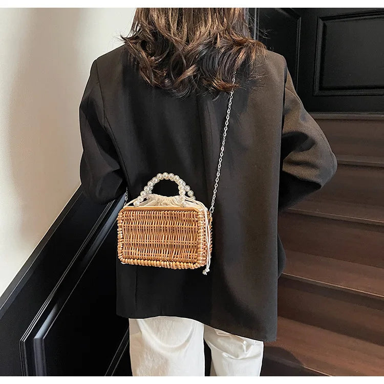 Borsa in Paglia con Perle Donna – Stile Boho Chic Estivo