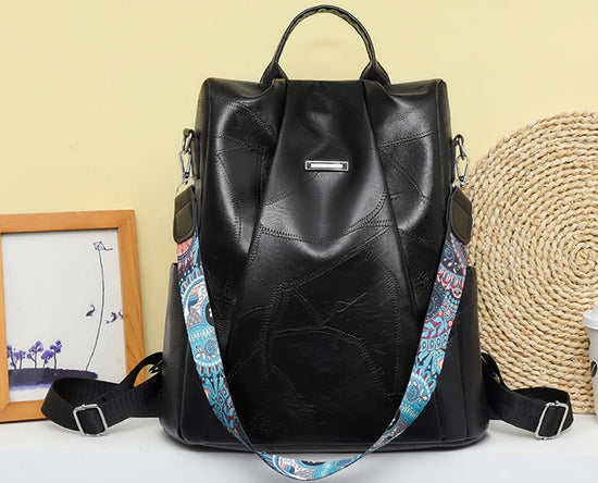 Zaino donna in pelle sintetica PU grande capacità – backpack anti-furto retrò per scuola, viaggio e uso quotidiano