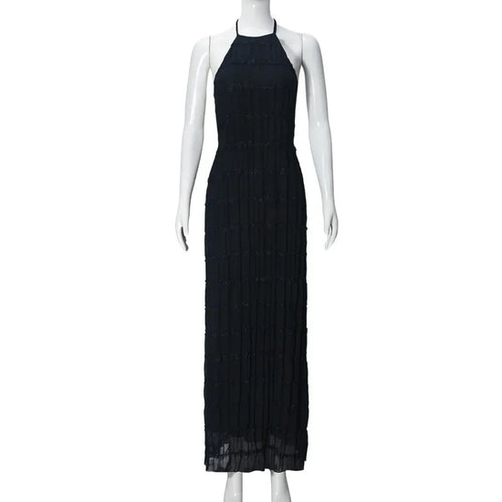 Abito Lungo Donna con Schiena Scoperta e Pieghe – Vestito Elegante Lotus Leaf 2026