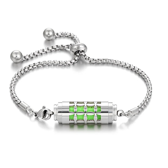 Bracciale diffusore aromaterapia argento in acciaio inox – Ciondolo profumato regolabile per oli essenziali