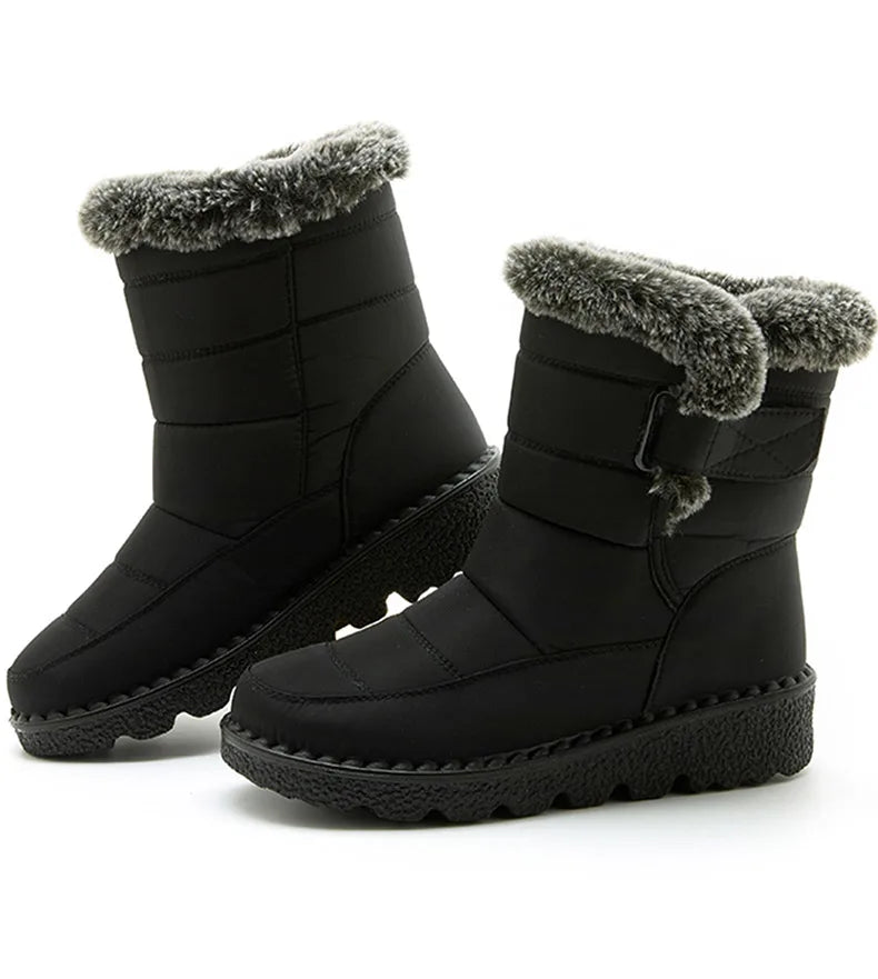Stivali Invernali Donna – Ankle Boots Impermeabili con Pelliccia, Antiscivolo e Tacco Basso
