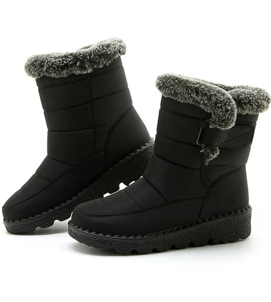 Stivali Invernali Donna – Ankle Boots Impermeabili con Pelliccia, Antiscivolo e Tacco Basso