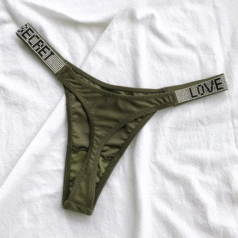 5 Slip a Vita Alta Sexy con Strass | Tanga Perizoma Donna S-XL