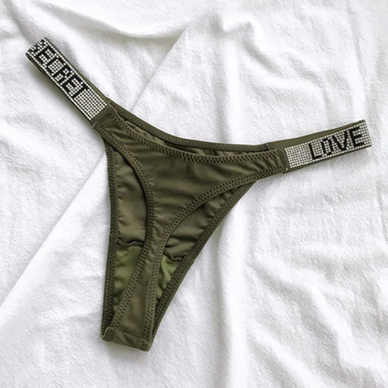 5 Slip a Vita Alta Sexy con Strass | Tanga Perizoma Donna S-XL