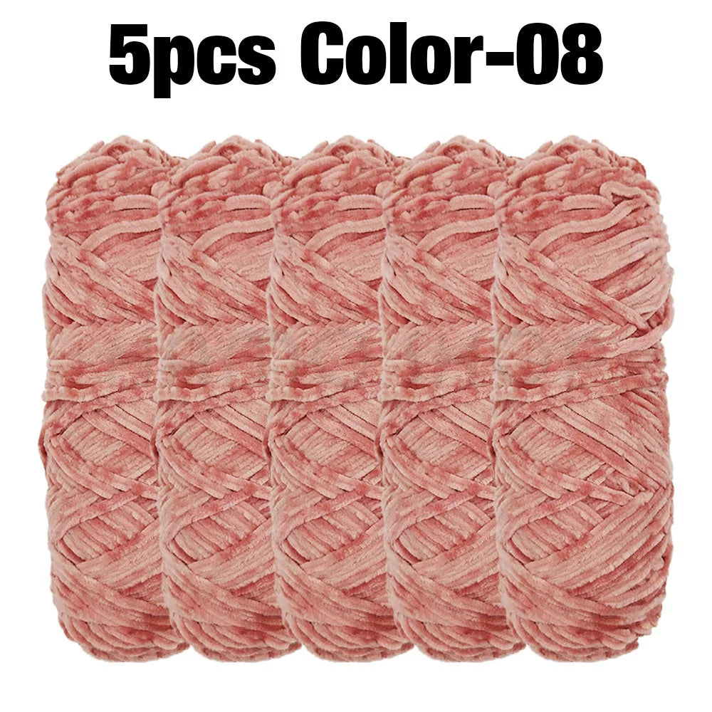 Set 5 rotoli filato ciniglia velluto 100 g – filo morbido e caldo per coperta, maglione, cuscini, DIY