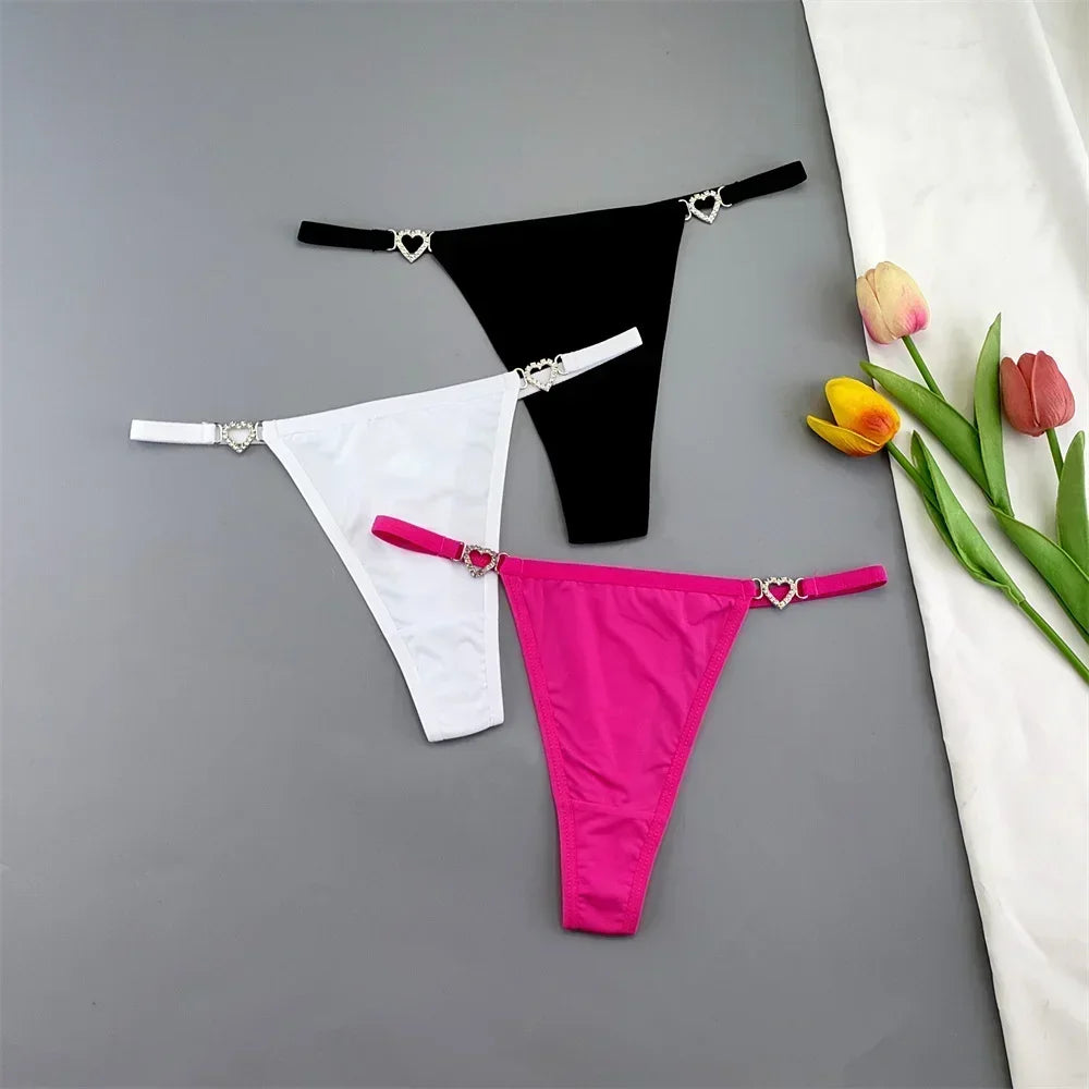 Set 3 Perizomi Sexy con Fibbia Strass – Effetto Ghiaccio, Invisibili, Ultra Comfort