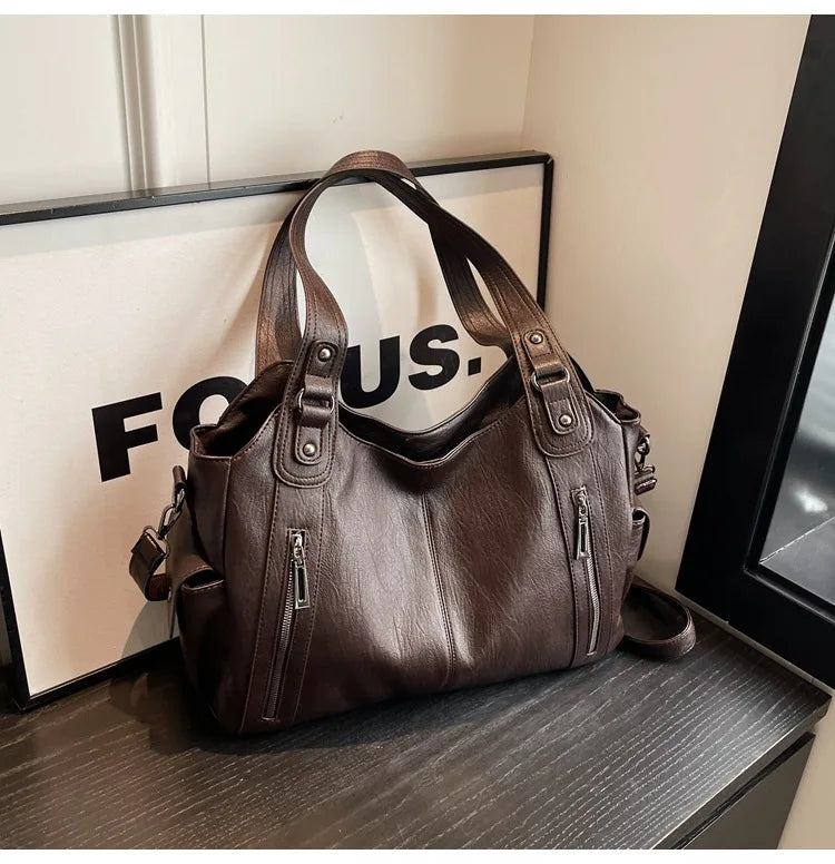 Soft Interior Compartment Shoulder Bags 2025 High Quality Contrasting Colors Bags for Women Fashion Zipper Pu Women's Handbags
