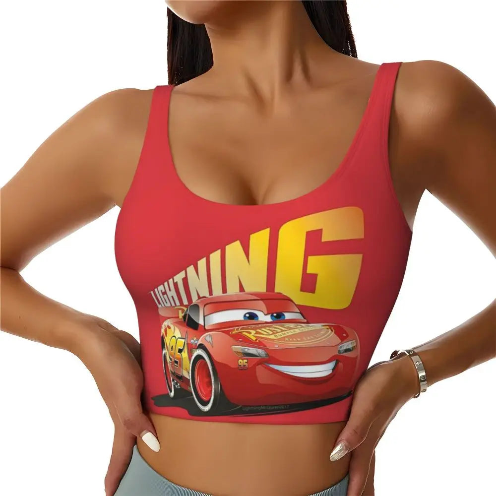 Maglia cars SaettaMcQueen Donna | Cartoon Fitness Crop Top Cars