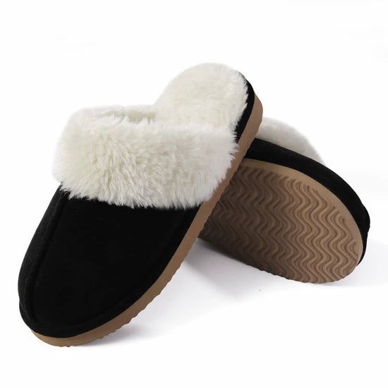 Ciabatte donna in pelliccia eco e suede – antiscivolo, indoor/outdoor, moda casa 2025