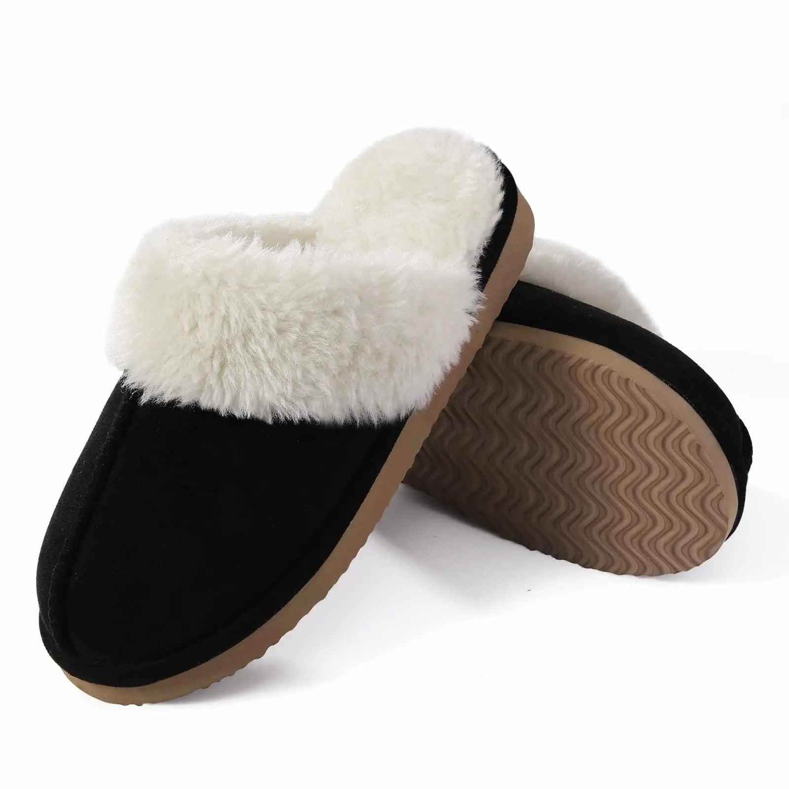 Slippers donna invernali fuzzy suola antiscivolo ‒ pantofole indoor/outdoor in camoscio house shoes soft 2025