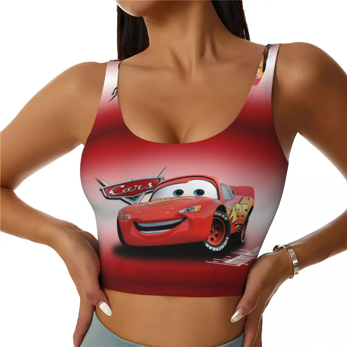 Maglia cars SaettaMcQueen Donna | Cartoon Fitness Crop Top Cars