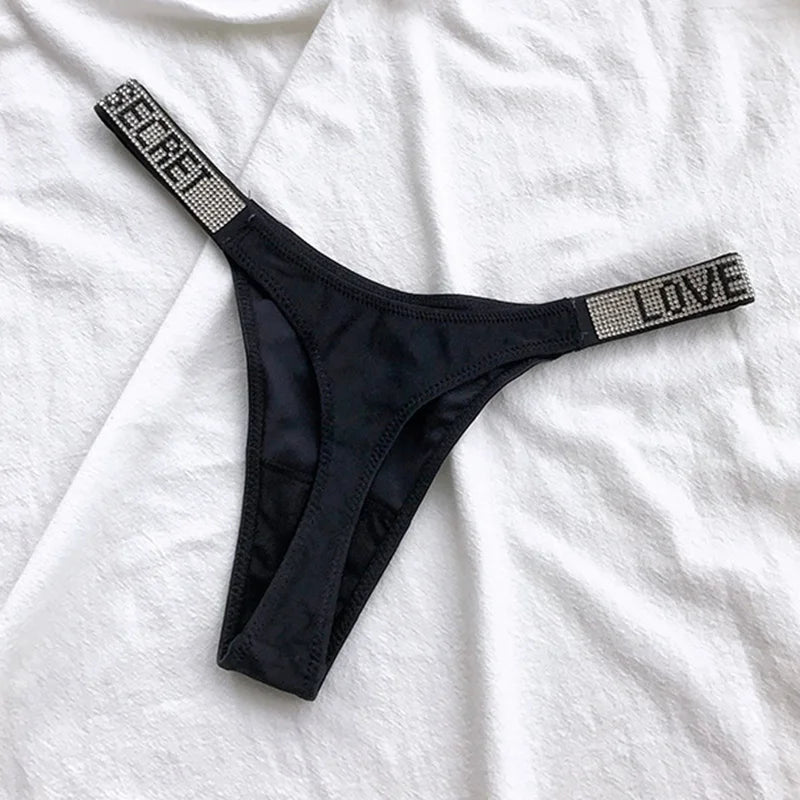 5 Slip a Vita Alta Sexy con Strass | Tanga Perizoma Donna S-XL