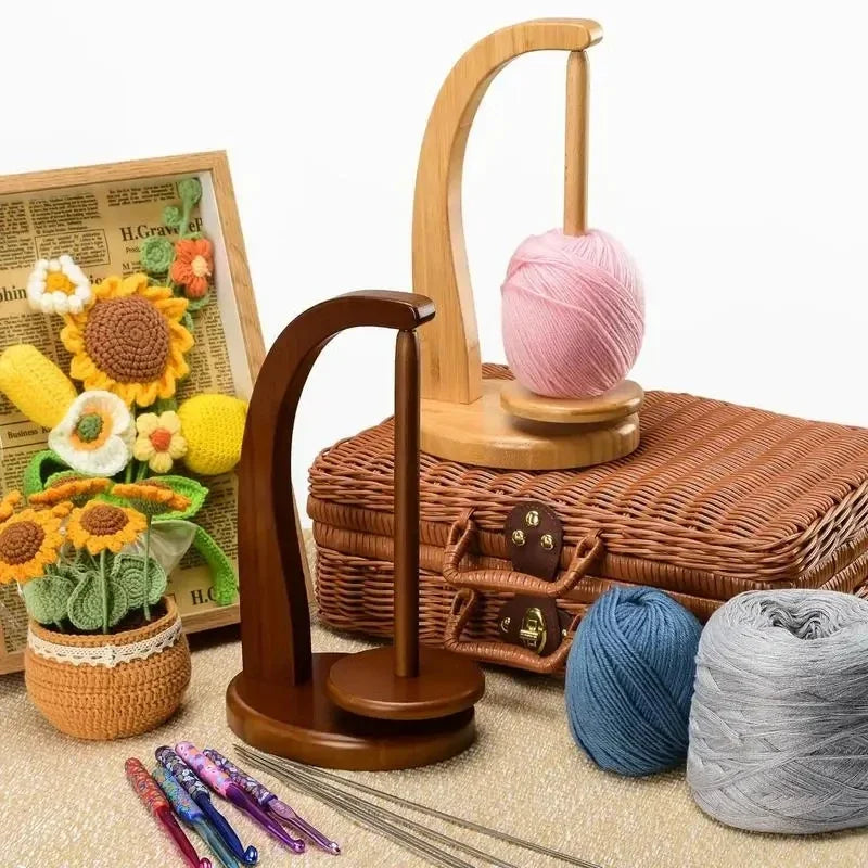 Supporto Gomitolo Filo in Legno Rotante con Sistema Magnetico – Porta Gomitolo per Uncinetto e Maglia
